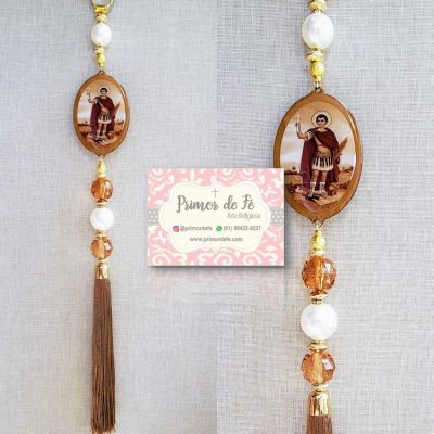 Pingente de Porta: Santo Expedito - Madeira Marrom