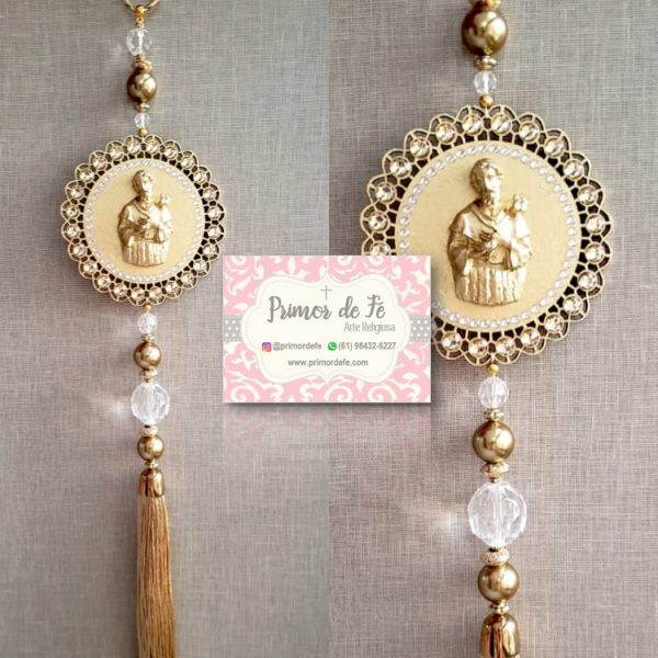 Pingente de Porta: São Francisco de Assis – Flor Dourada Pingente de Porta: São Francisco de Assis – Flor Dourada