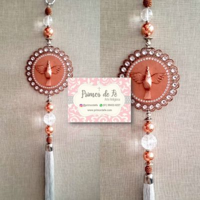 Pingente de Porta: Divino Espírito Santo - Flor Rosê