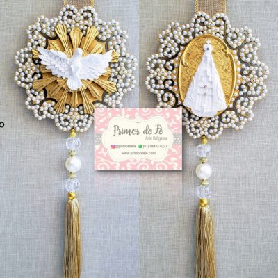 Escapulário de Porta: Nossa Senhora Aparecida – M Arabesco Dourado Dourada