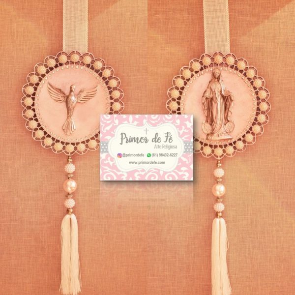 Escapulário de Porta: Nossa Senhora das Graças – M Flor Prata Branca Escapulário de Porta: Nossa Senhora das Graças – M Flor Prata Branca