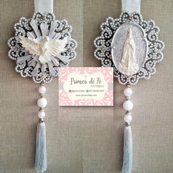 Escapulário de Porta: Nossa Senhora de Fátima – M Arabesco Prata Prata Escapulário de Porta: Nossa Senhora de Fátima – M Arabesco Prata Prata