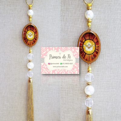 Pingente de Porta: Divino Espírito Santo - Madeira Dourado